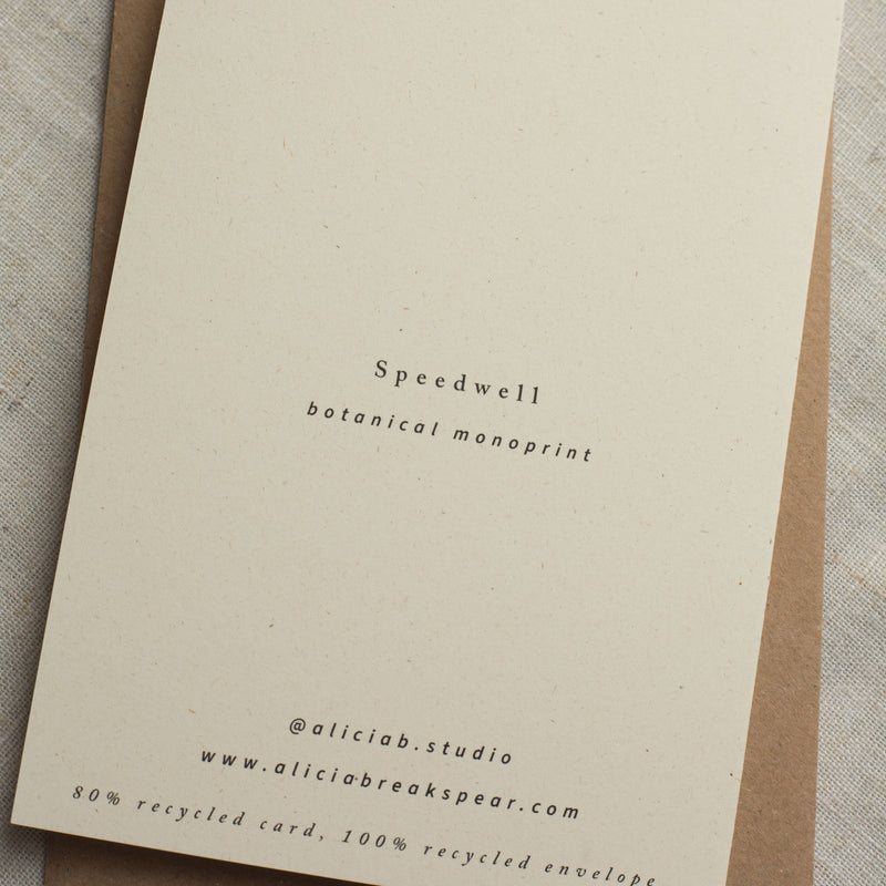 Speedwell Flower Botanical Greeting Card A6 Recycled Card