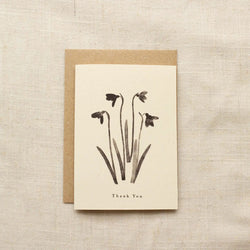 Mini A7 thank you botanical card snowdrop