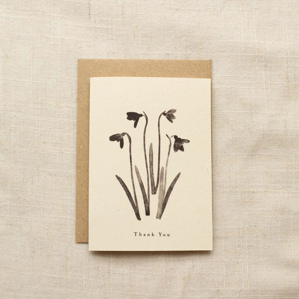 Mini A7 thank you botanical card snowdrop