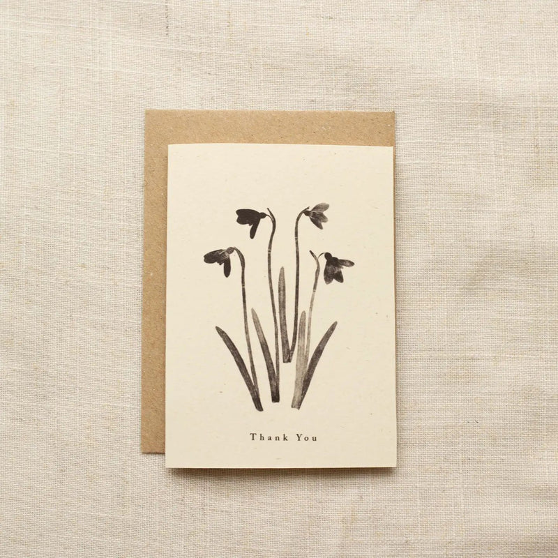 Mini A7 thank you botanical card snowdrop