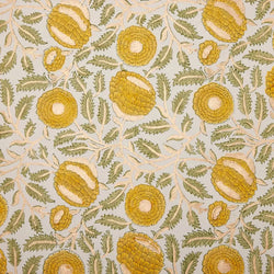 Hand block printed greeting card - Marigold glitz sunshine