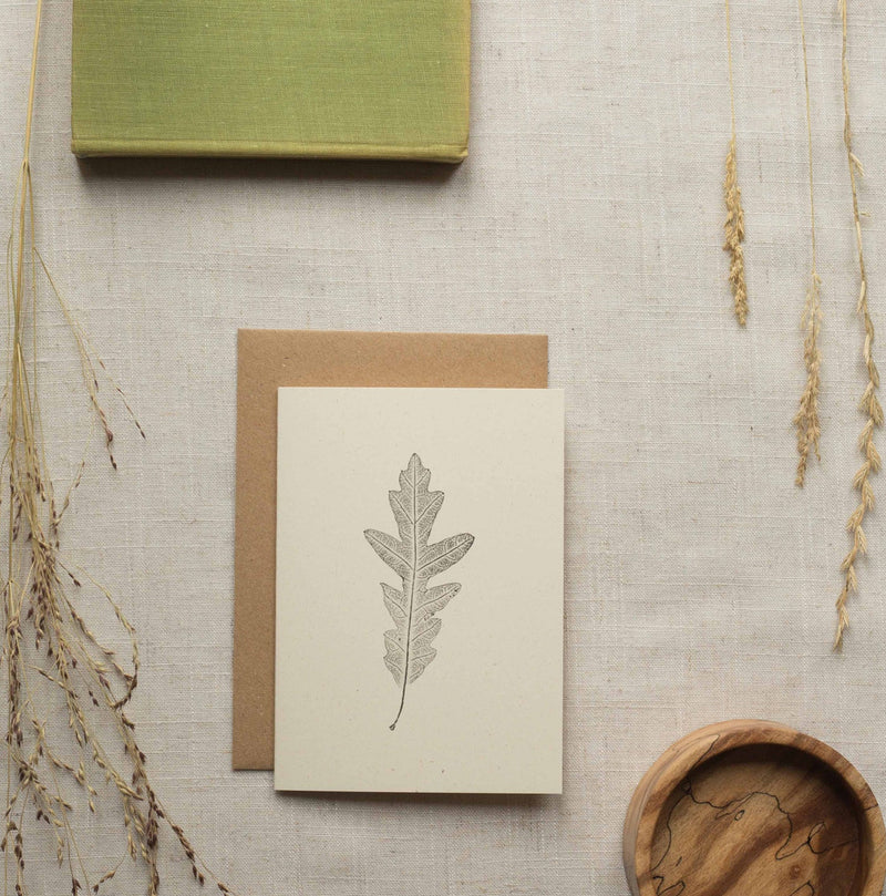 Oak Leaf Botanical Greeting Card A6 Recycled Card