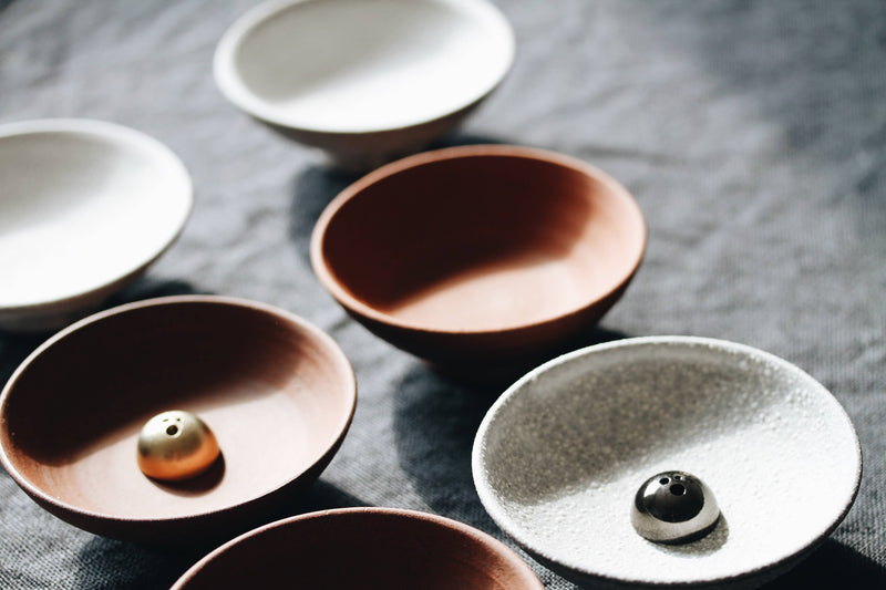 Incense Chalice in Terracotta ( earth & cloud ) Zen. Artisan