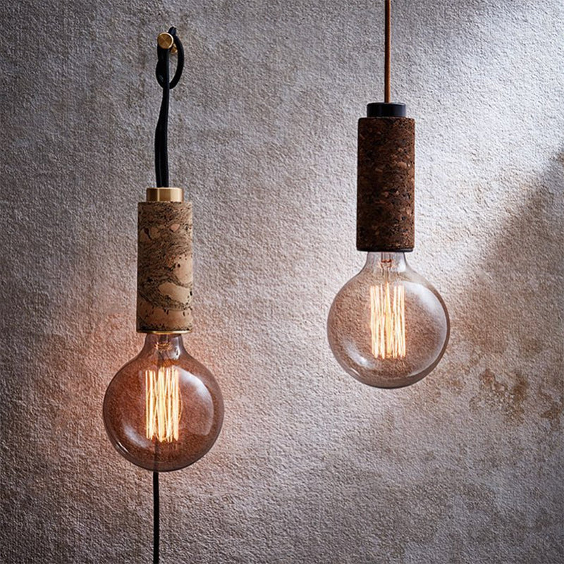 Cork and Brass Wall Pendant Lamp