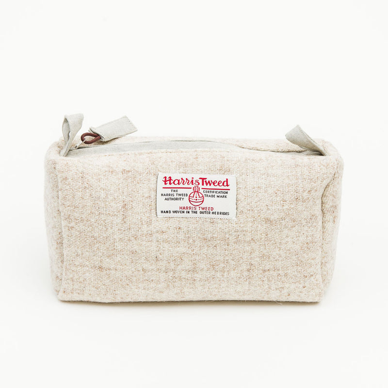 Harris Tweed Travel Wash Bag in Cream