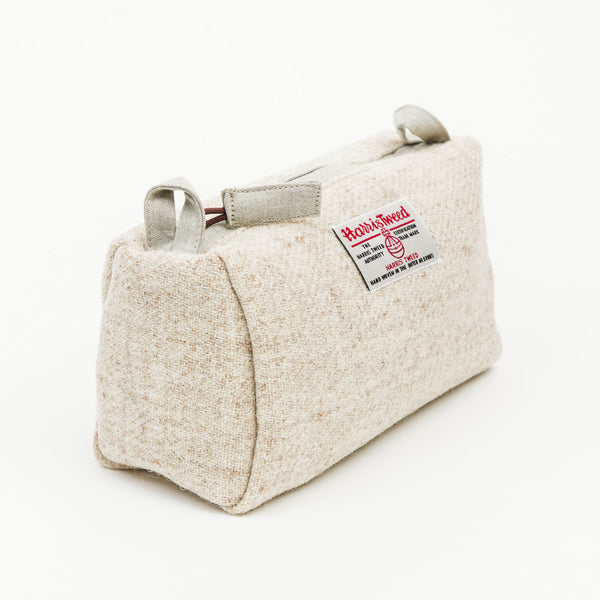 Harris Tweed Travel Wash Bag in Cream