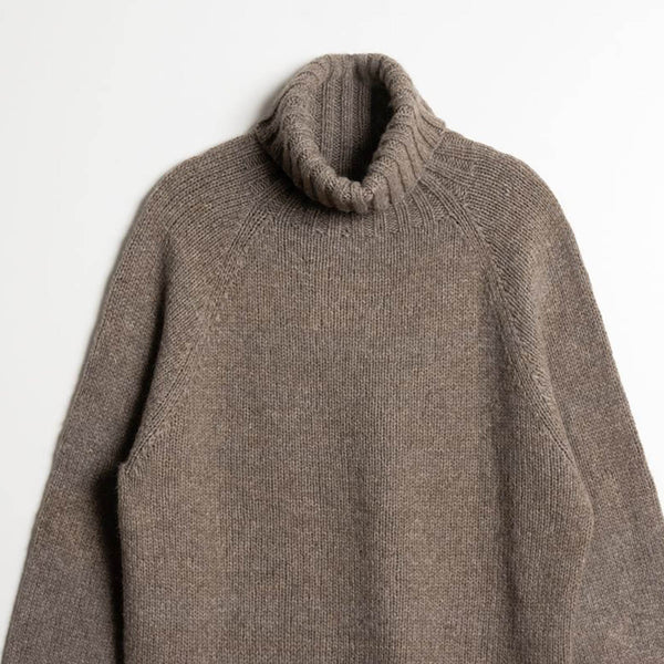 Undyed Yak Handknitted Turtleneck Sweater Ash