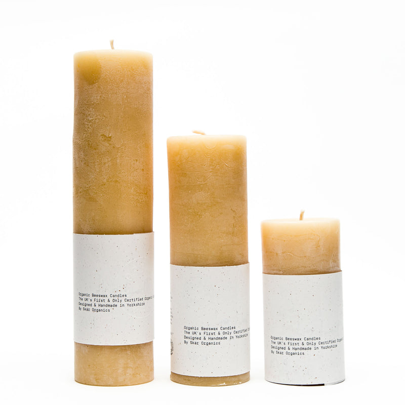 Organic Beeswax Handmade Pillar Candles 100mm