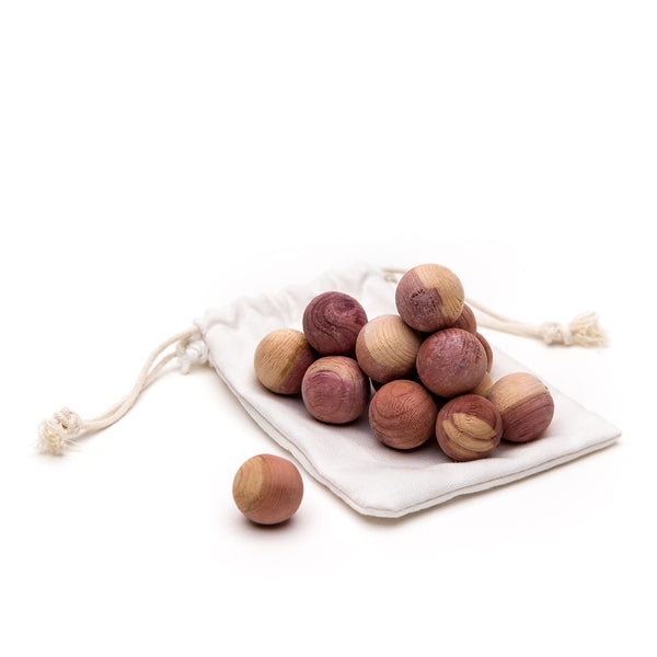 15 Cedar Wood  Balls In A Cotton Pouch