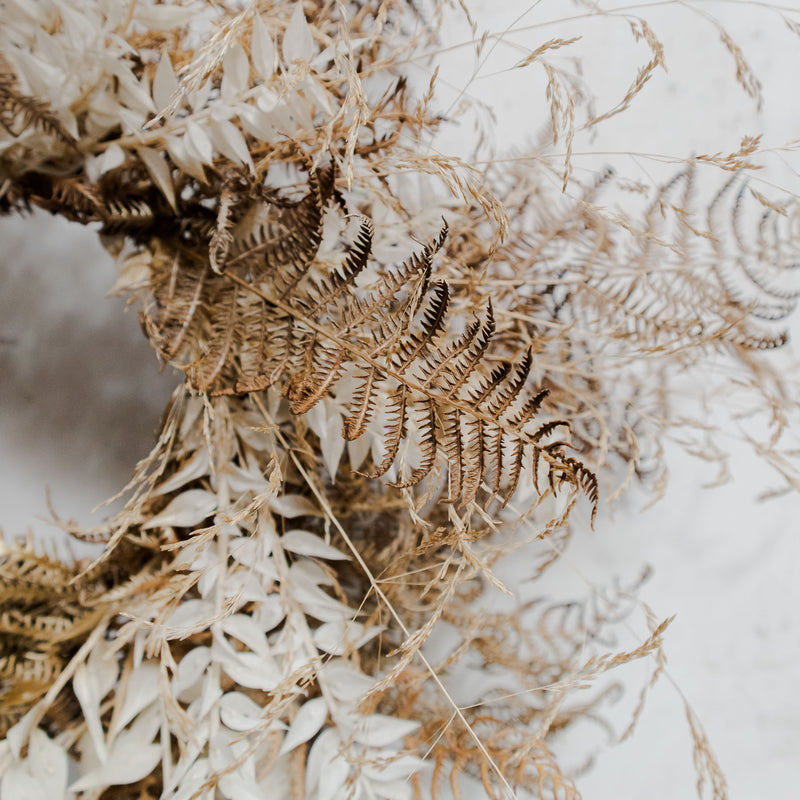 Dried Gold Fern & Foliage Wreath