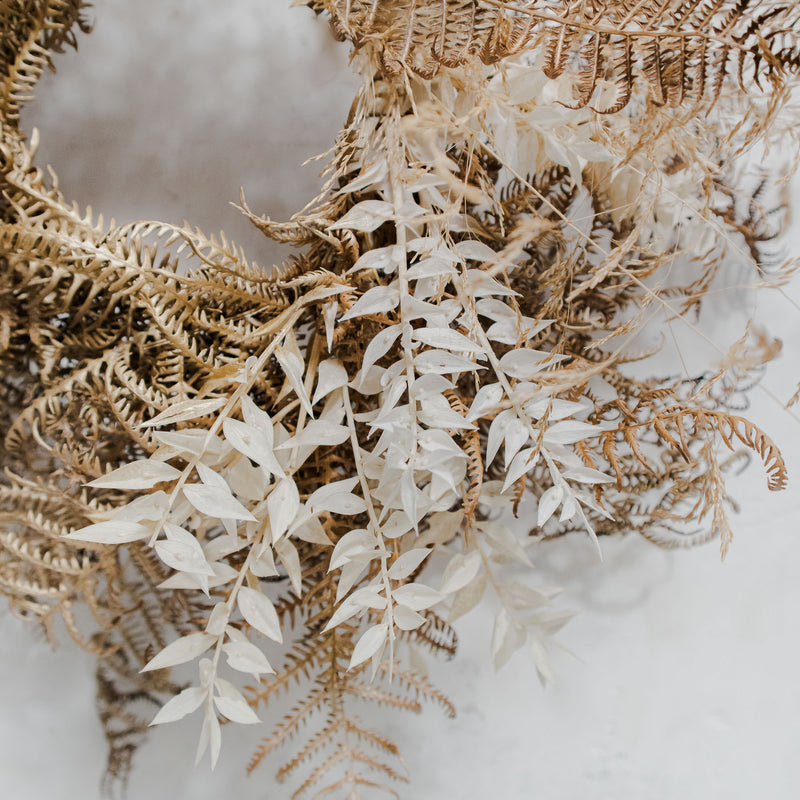 Dried Gold Fern & Foliage Wreath