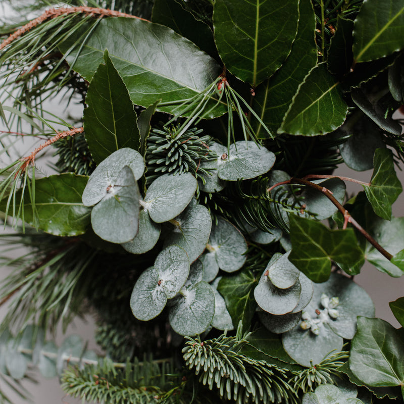 Festive Full Greenery Wreath on Handmade willow base