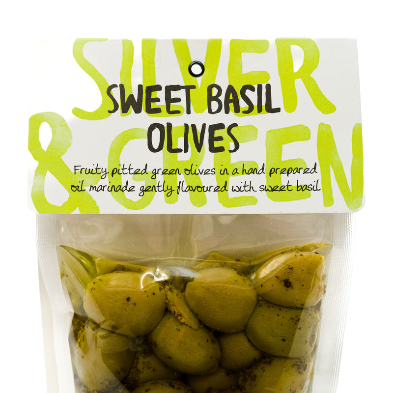 Silver & Green Sweet Basil Olives