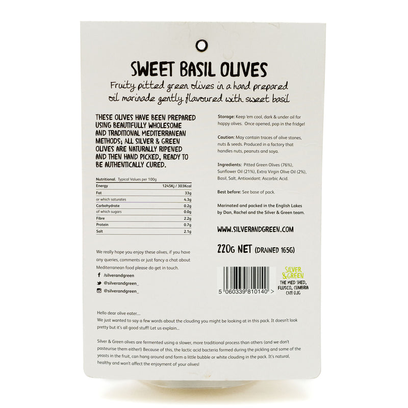 Silver & Green Sweet Basil Olives