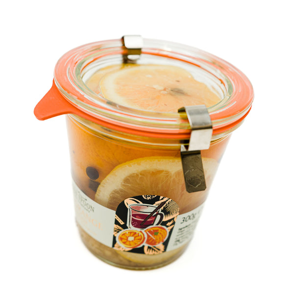 Stud Oranges With Brandy Mulled Wine Mix In Weck Jar