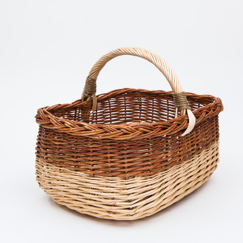 Short Handled Copper & Stripped Willow Shopper