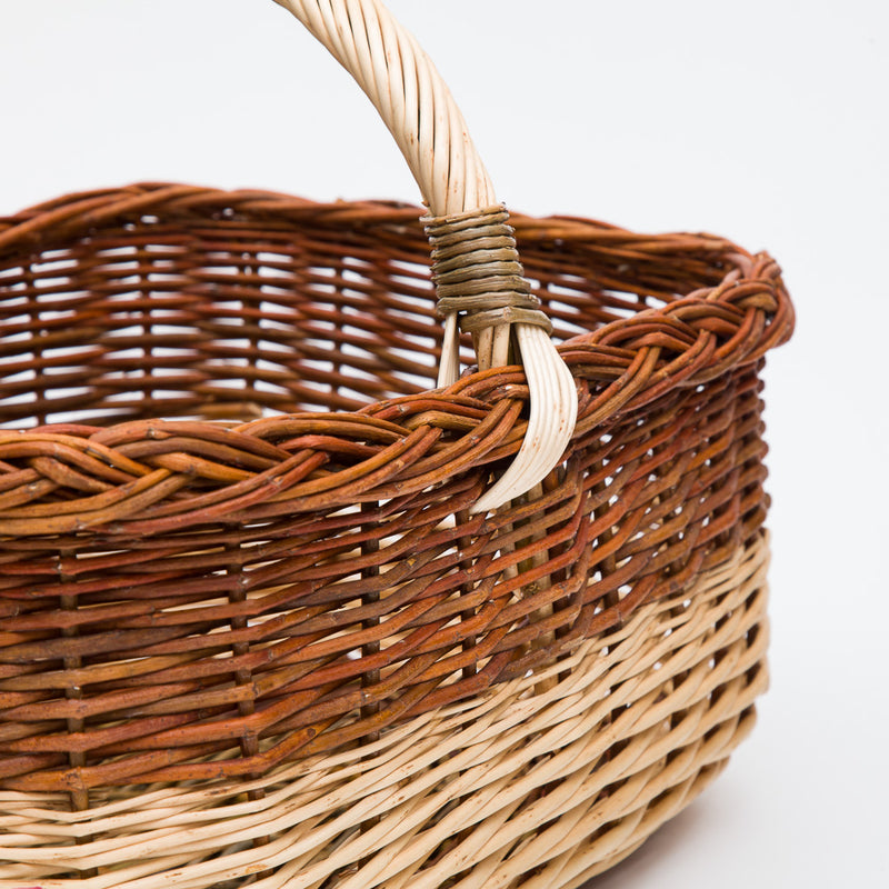 Short Handled Copper & Stripped Willow Shopper