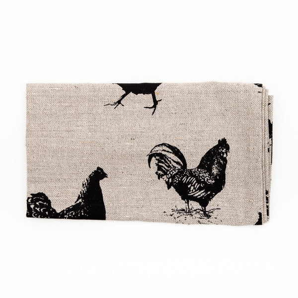 Chicken Pattern Printed Linen Tea Towel
