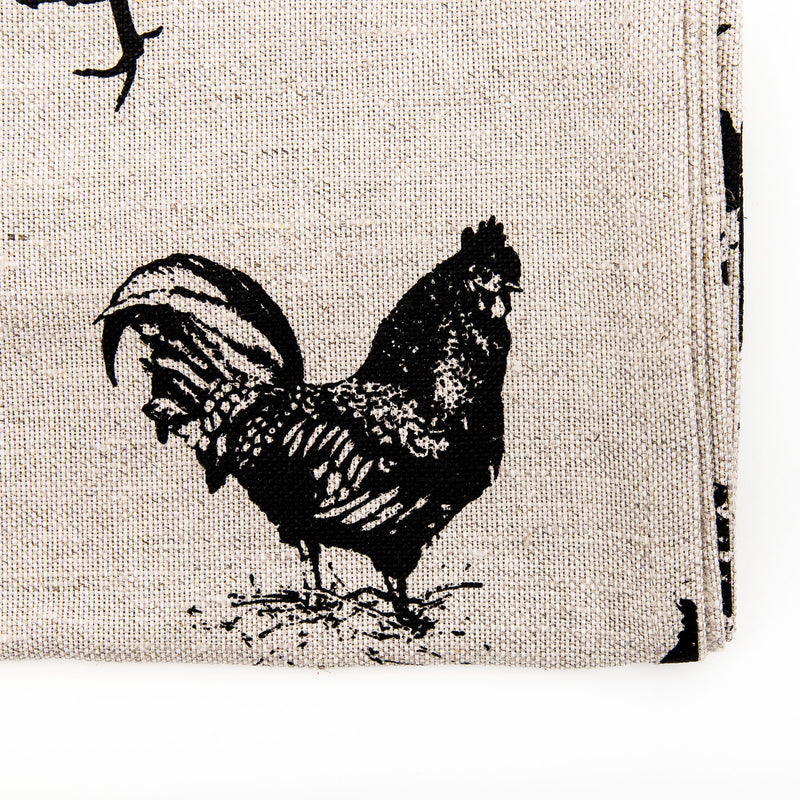 Chicken Pattern Printed Linen Tea Towel