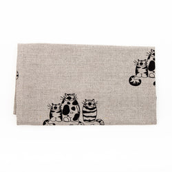 Cat Pattern Printed Linen Tea Towel