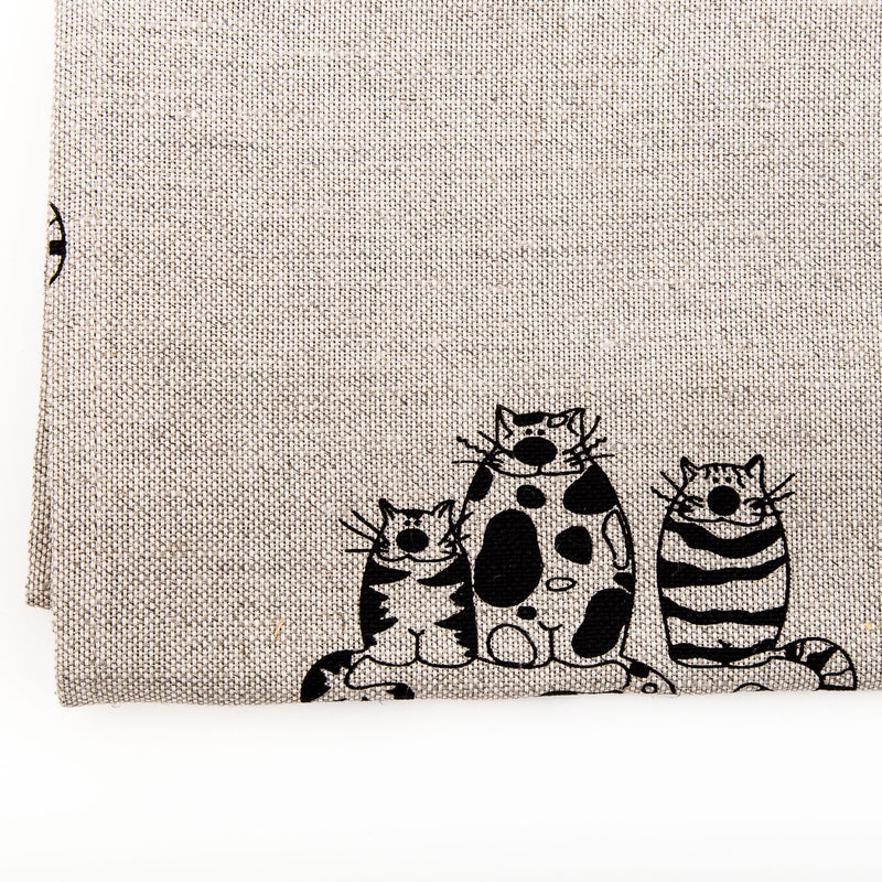 Cat Pattern Printed Linen Tea Towel