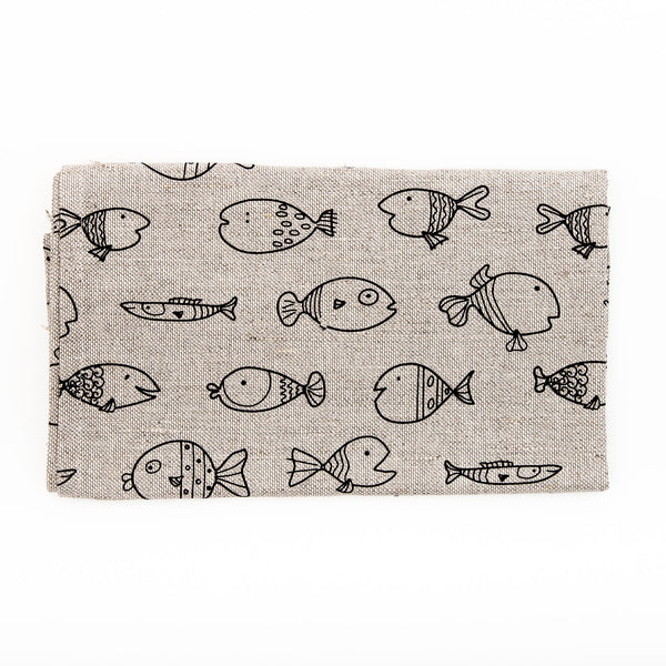Fish Pattern Printed Linen Tea Towel