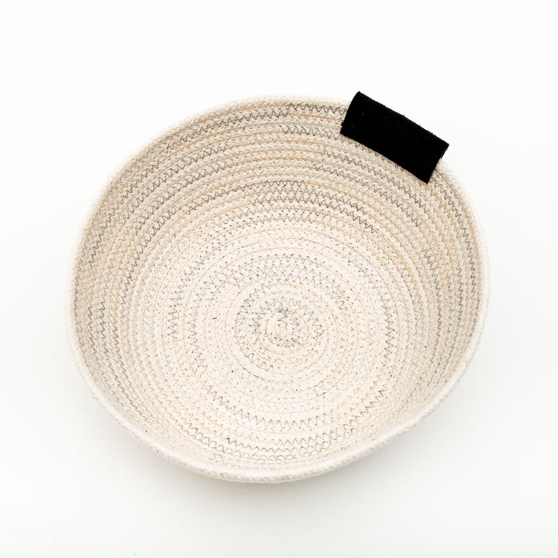 Open Cotton Rope Bowl With Leather Tab