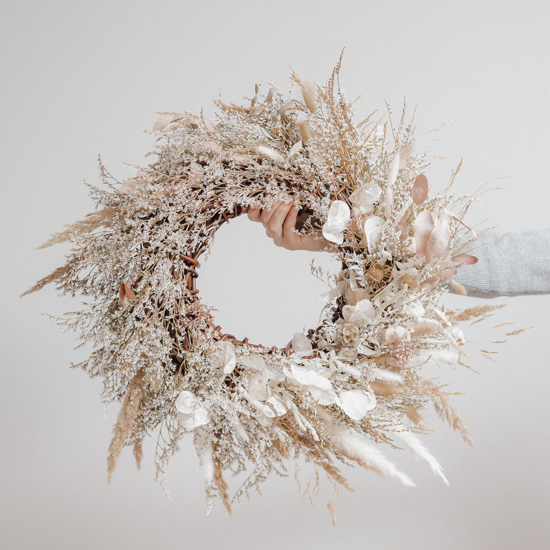 Palomino Wild Grasses & Soft Pink Dried Floral Wreath