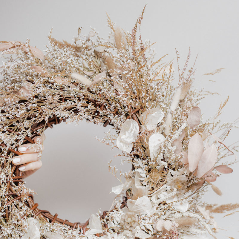 Palomino Wild Grasses & Soft Pink Dried Floral Wreath