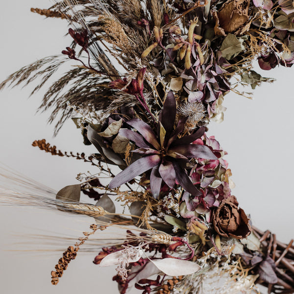 Wild Black Pampas & Dark Romance Dried Floral Wreath