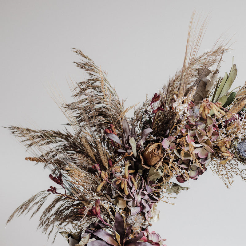 Wild Black Pampas & Dark Romance Dried Floral Wreath