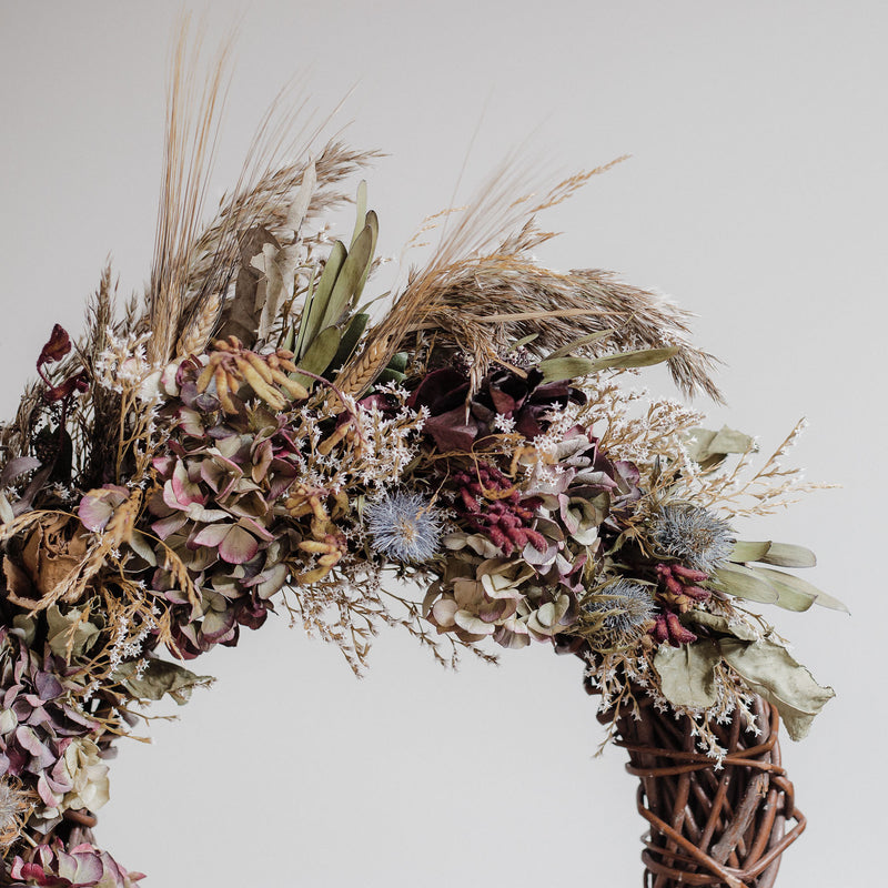 Wild Black Pampas & Dark Romance Dried Floral Wreath