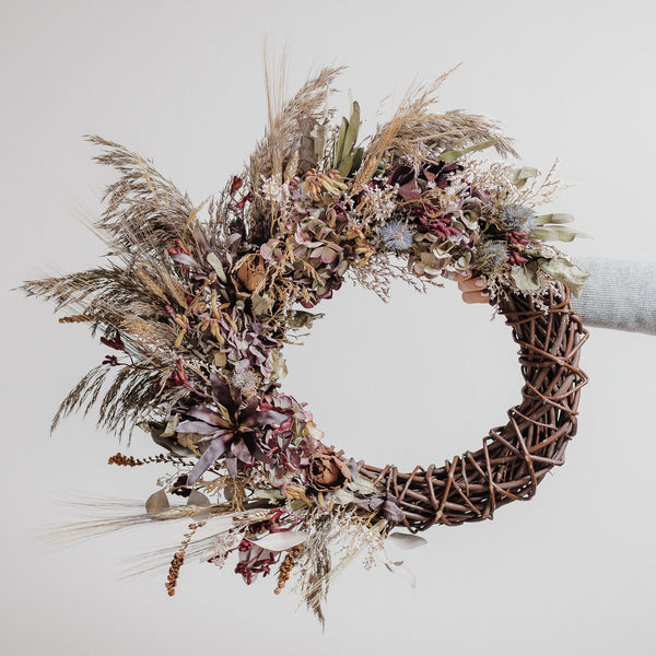 Wild Black Pampas & Dark Romance Dried Floral Wreath