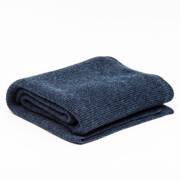 Deep Sea Blue Merino Wool Purl Stitch Scarf