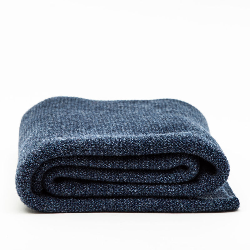 Deep Sea Blue Merino Wool Purl Stitch Scarf