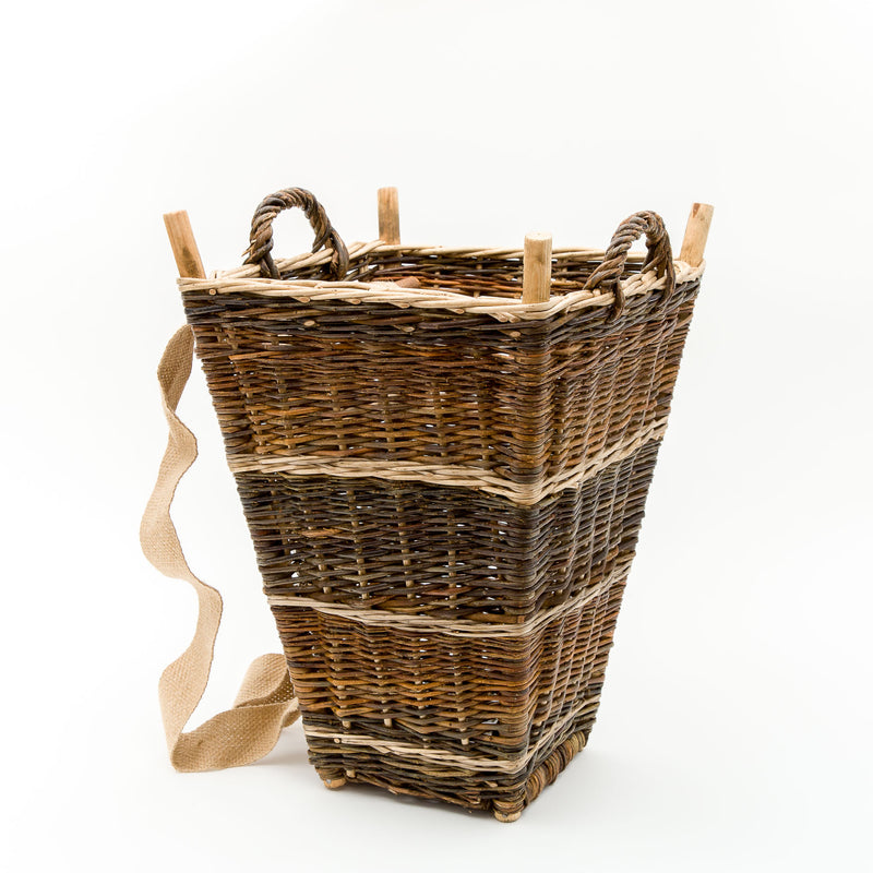 Small Slim Back Pack Basket In French Green Willow