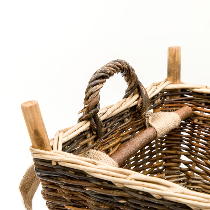 Small Slim Back Pack Basket In French Green Willow