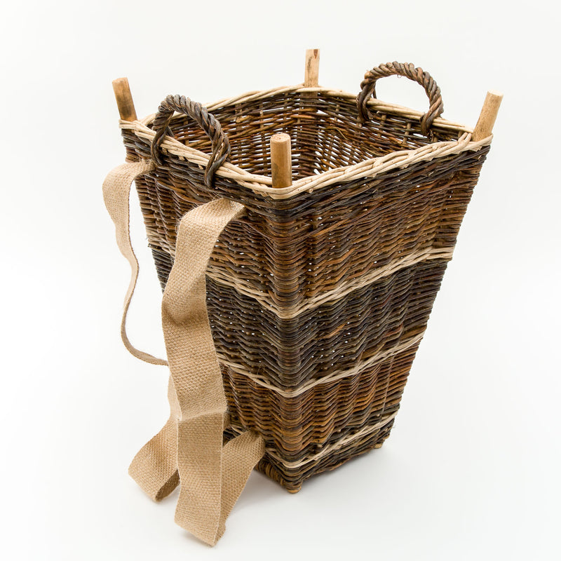 Small Slim Back Pack Basket In French Green Willow