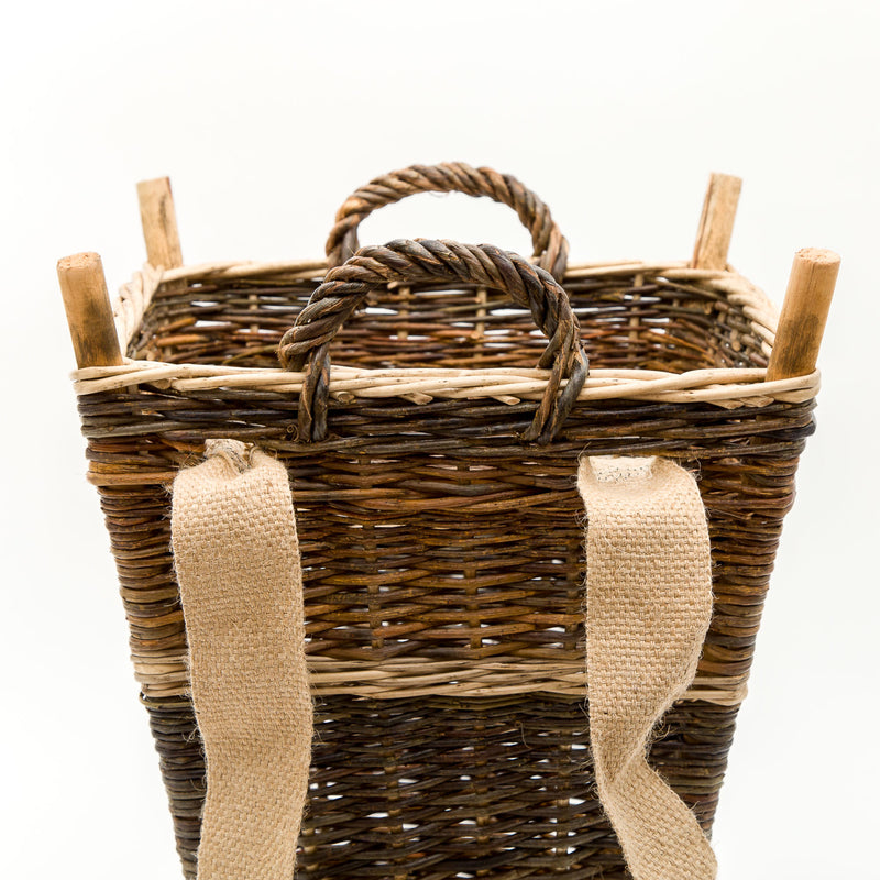 Small Slim Back Pack Basket In French Green Willow