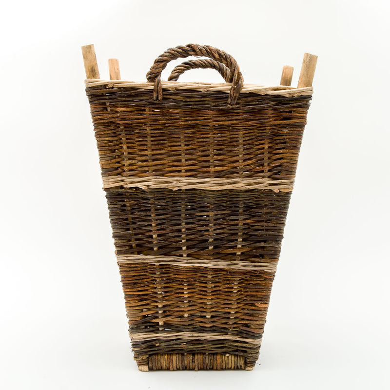 Small Slim Back Pack Basket In French Green Willow
