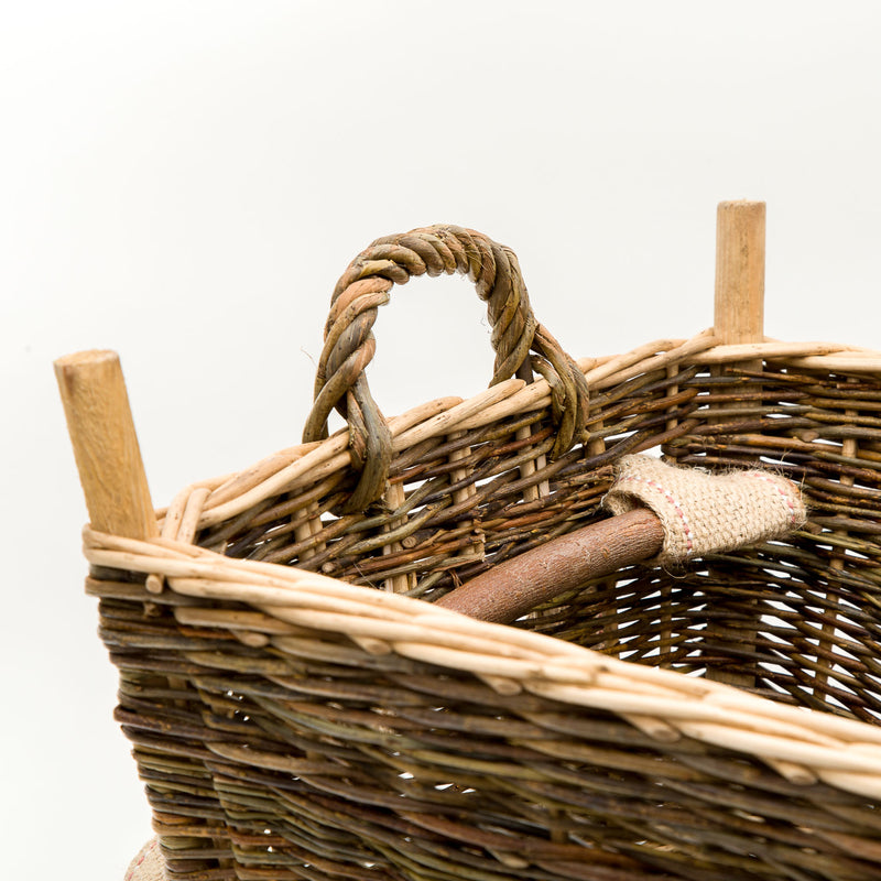 Medium Slim Back Pack Basket In French Green Willow