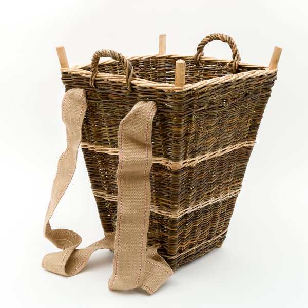 Medium Slim Back Pack Basket In French Green Willow