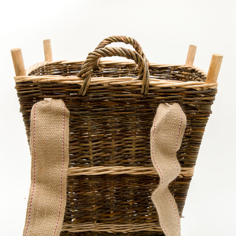 Medium Slim Back Pack Basket In French Green Willow