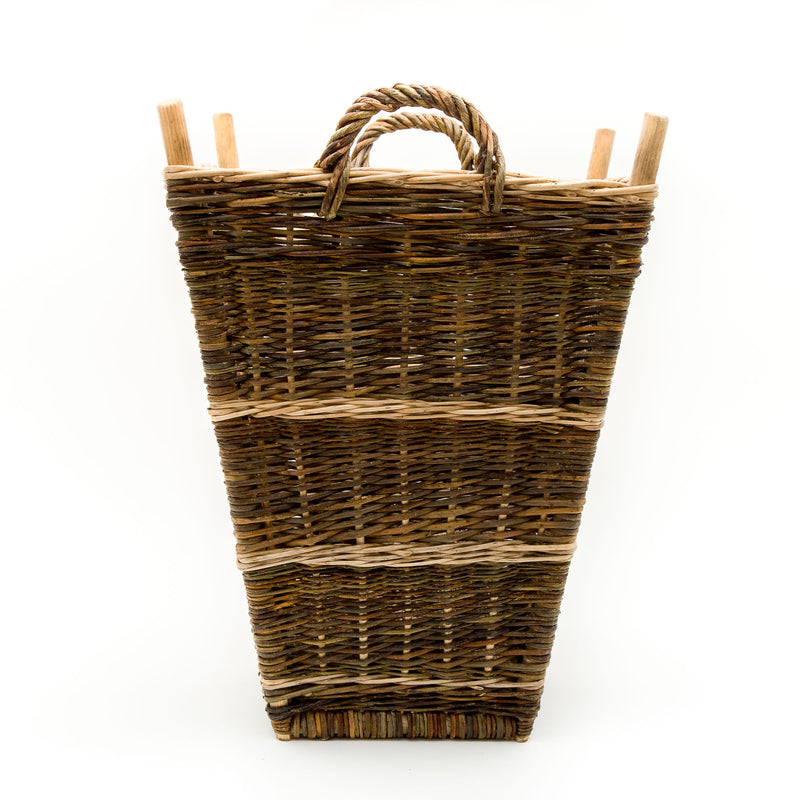 Medium Slim Back Pack Basket In French Green Willow