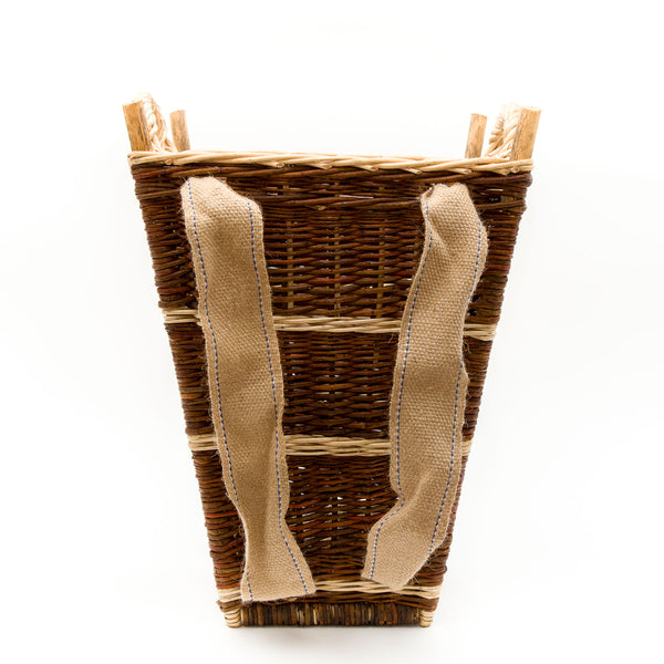 Medium Slim Back Pack Basket In Burnt Red Willow