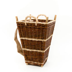 Small Slim Back Pack Basket In Burnt Red Willow