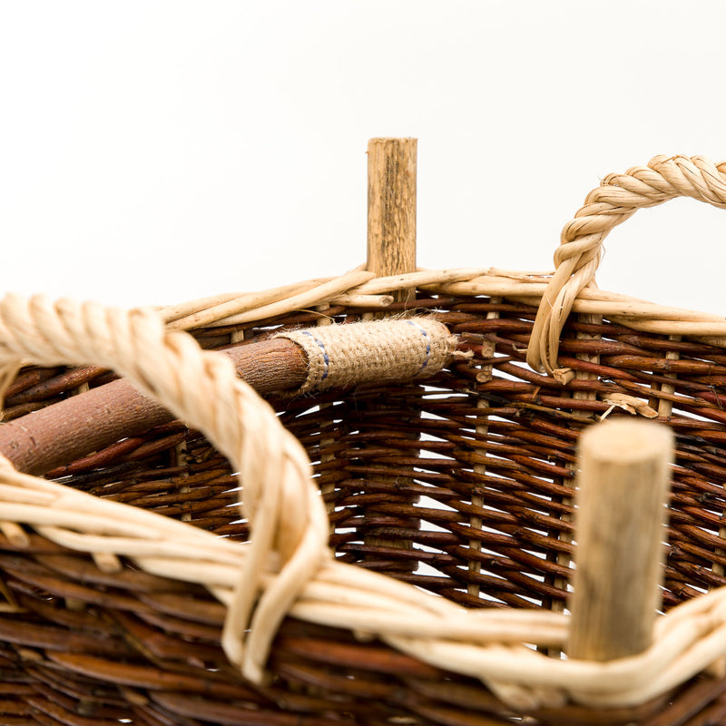 Small Slim Back Pack Basket In Burnt Red Willow