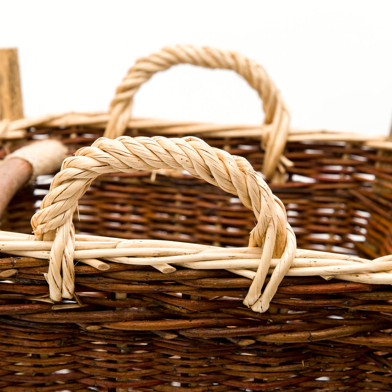 Small Slim Back Pack Basket In Burnt Red Willow