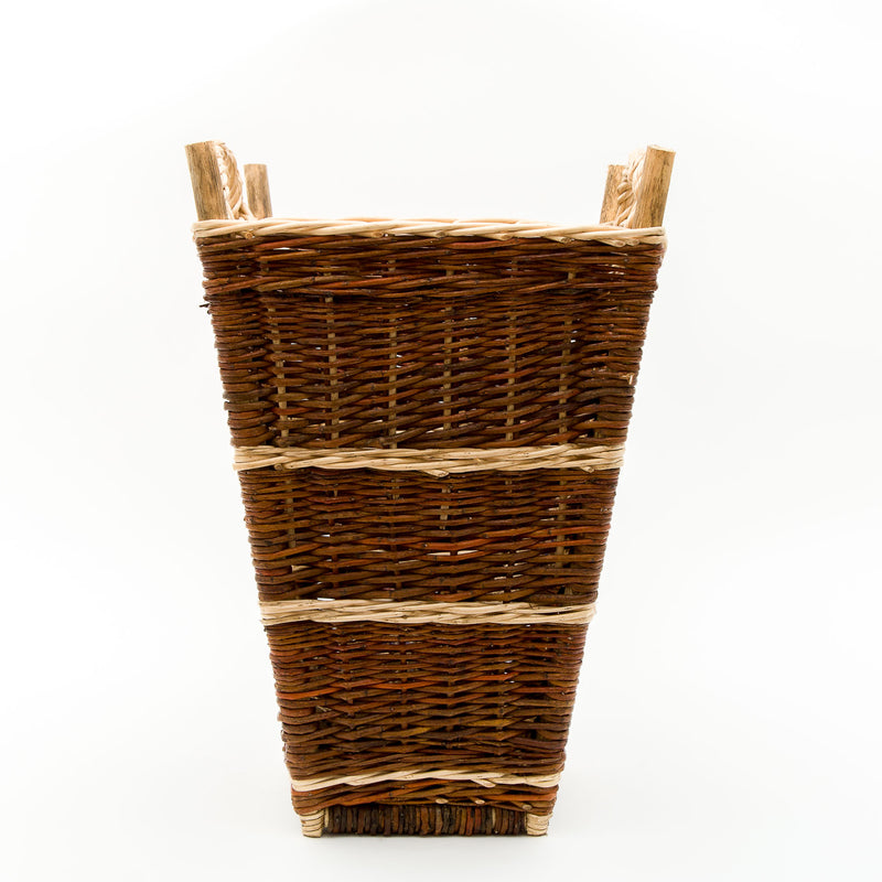 Small Slim Back Pack Basket In Burnt Red Willow