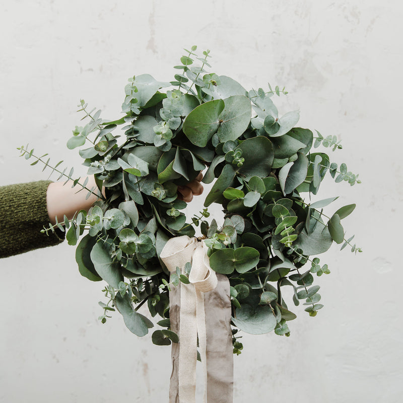 pre order your fresh Eucalyptus Christmas wreath for local collection or UK wide delivery.